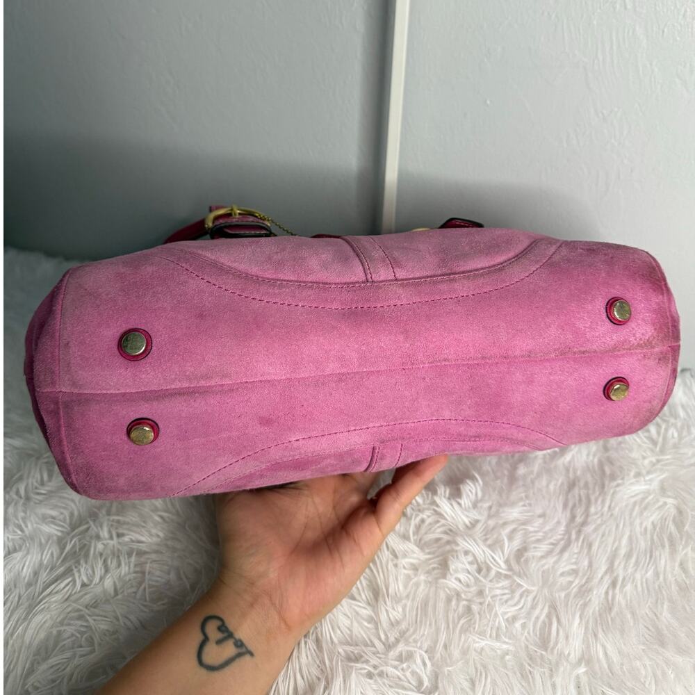 y2k COACH Vintage 2004 Pink Hampton Suede SOHO Flap Satchel - Picture 5 of 10